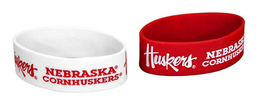 Nebraska Huskers 2 Rubber Wristband Bracelet New